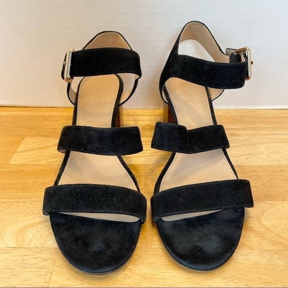 EUC J. Crew black suede heeled sandals - Picture 3 of 9